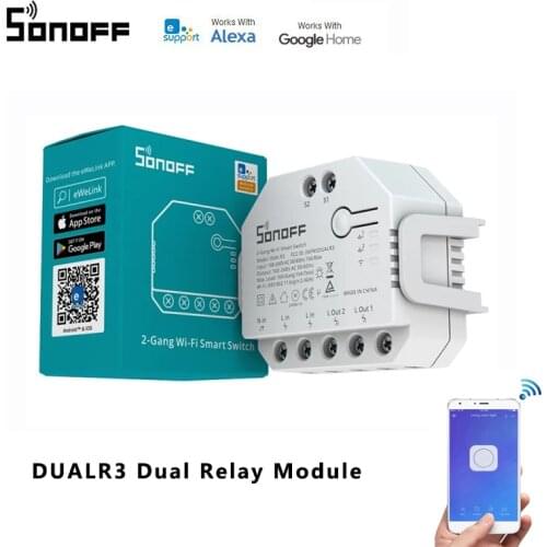 SONOFF DUALR3 Dual Relay Power Metering Smart Switch Smart Home Control 2 Gang/Way Light Switch Via EWeLink Alexa Google Home