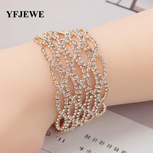 YFJEWE Luxury Rhinestone Elegant Bridal Wedding Jewelry Bracelets & Bangles Fashion Bracelets for Women Femme Bracciali B142