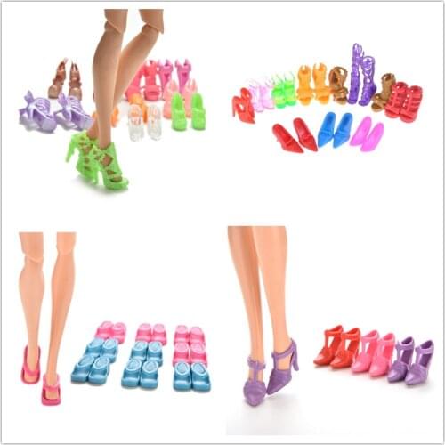 1/10 Pairs Fashion Boots High Heels Shoes Sandals For Barbie Doll Accessories Xmas Gifts Multiple Choice