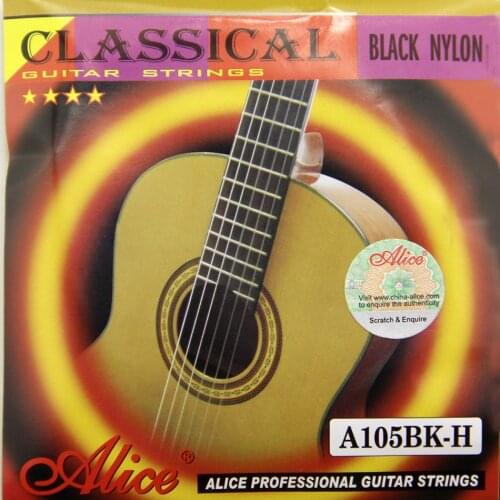 1 SET Alice A105BK-H Black Nylon Silver Plated Copper Alloy Wound Classical Guitar Strings 1st-6th Strings