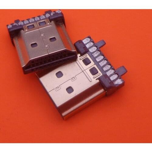 10PCS 19 pin Male Plug HDMI-compatible Connector Gold-plating Sockect repair replacement Soldering 19pin A type