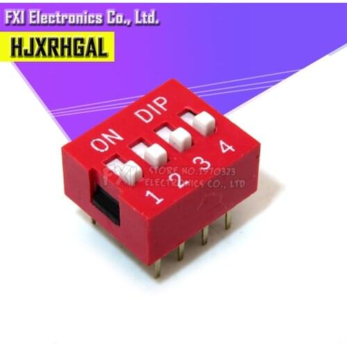 10PCS DIP Switch 4 Way 2.54mm Toggle Switch Red Snap Switch Wholesale Electronic