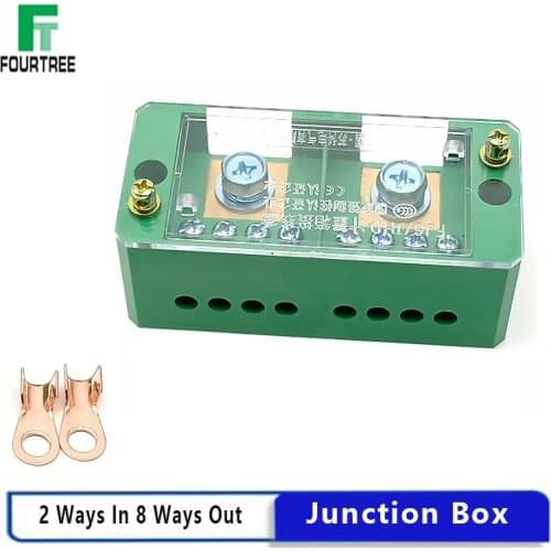 2 In 8 Out High Power Junction Box Quick Connect 220V Single Phase Household Zero-fire Shunt Terminal Block Box Metering Case