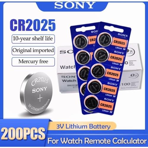 200PCS Sony CR2025 CR 2025 DL2025 BR2025 KCR2025 3V Lithium Battery For Watch Toy Remote Control Button Cell Batteries Coin