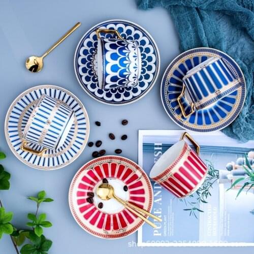 250ml Moroccan Ceramic Coffee Cup And Saucer Luxury Gilded European Cup Set Home Afternoon Cappuccino Scented Tea