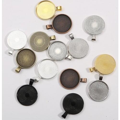 5Pcs/pack Classic Pattern Round Bezels Necklace Bracelet Earring Pendant Connectors DIY Making Jewelry Crafts Accessories