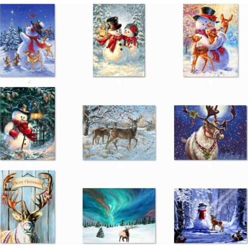 8 Sets 5D DIY Christmas Full Drill Rhinestone Diamond Painting Kits Cross Stitch Santa Claus Snowman Home Décor Wholesale X2