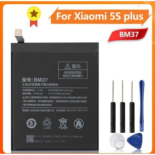 Xiao Mi Xiaomi Mi BM37 Phone Battery For Xiao mi 5S plus 5Splus BM37 3800mAh Original Replacement Battery + Tool