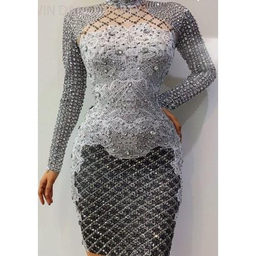 American Clothing Sparkly Silver Rhinestone Short Dress Stretch Prom Party Gown Display Showcase for Ballerina Prom Dress 2021