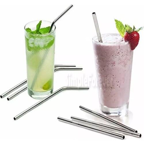 More Size Straight and Bend Stainless Steel Straw and Cleaning Brush Reusable Drinking Straw Bar Drinking Tool