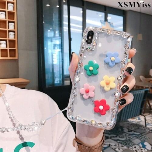 Fashion 3D Bling Crystal Diamond Flower Beautiful Girl Case For Huawei Huawei Honor 9 10 lite 7X 8X V10 V20 V10 Nova 3 4 5 Case