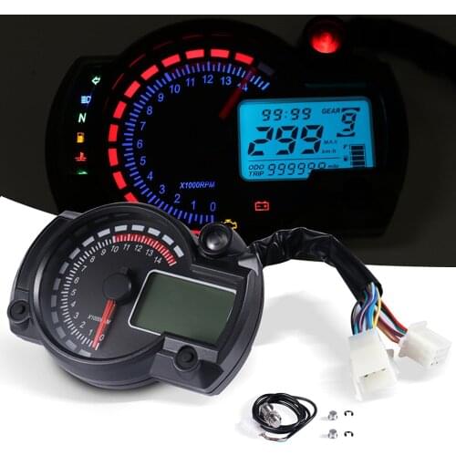 12V Motorcycle Accessories Digital Speedometer LCD Odometer Dashboard Meter Replacement Clock 7Colors RGB Motorbike Decoration