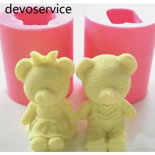 2020 Couples Bear Silicone Mold Male Bear Female Bear Cake Decorating Mold Diy Sugar Clay Resin Candy Chocolate Cake Baking Mold