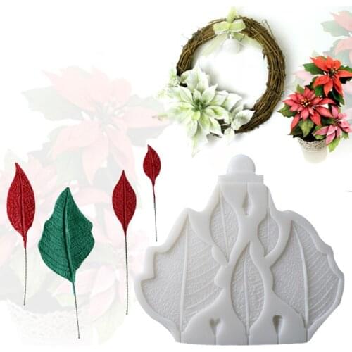 Poinsettia Mould and Veiner Silicone Mold Fondant Cake Decoration Mould Sugarcraft Chocolate Baking Tool For cakes Gumpaste Form