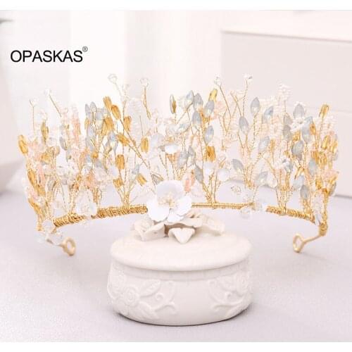 Exquisite Luxury Pearl Crystal Crown with Earrings for Girls Wedding Hair Accessories Bridal Hairwear Princess Jewelry VL