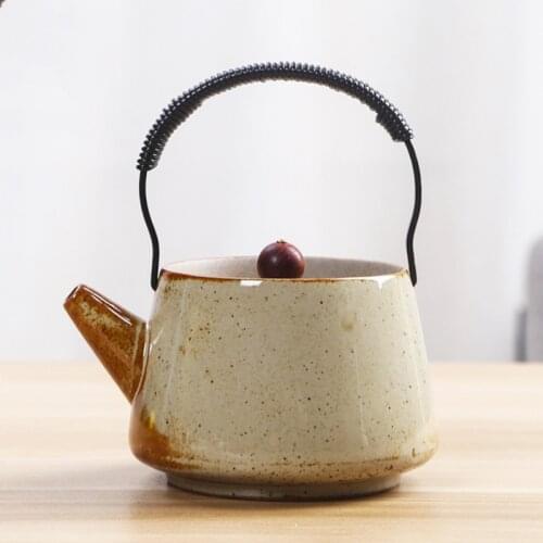Stoneware Loop-Handled Teapot Teapot Ceramic Home Single Teapot Retro Nostalgic Japanese Kung Fu Teapot Set Tea Kettle tea pot