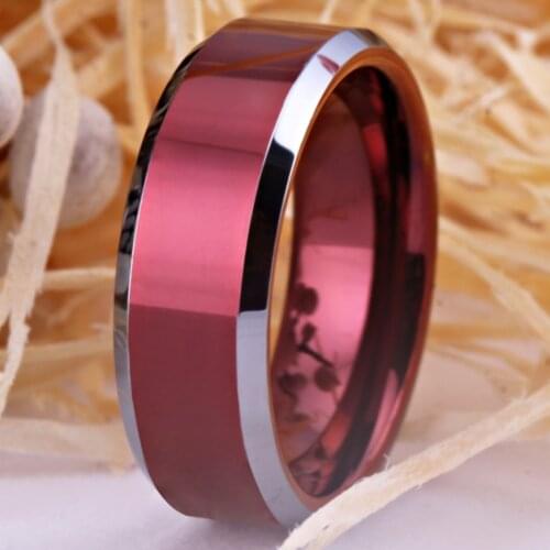 Classic Red Tungsten Rings New Ring For Men Wedding Anniversary Gift Rings For Women Classic Mens Ring Red Tungsten Ring