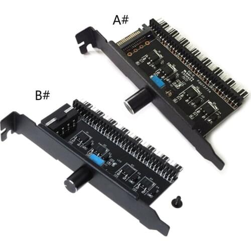 PC 8 Channels Fan Hub Cooling Fan Speed Controller for CPU Case HDD VGA PWM Fan PCI Bracket Power By 12V SATA/4Pin Fan C7AB