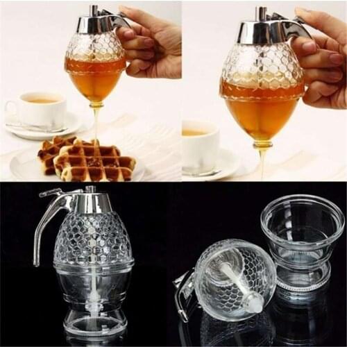 Hot 200ML Transparent Honey Drip Dispenser Kitchen Juice Syrup Container Jar Pot