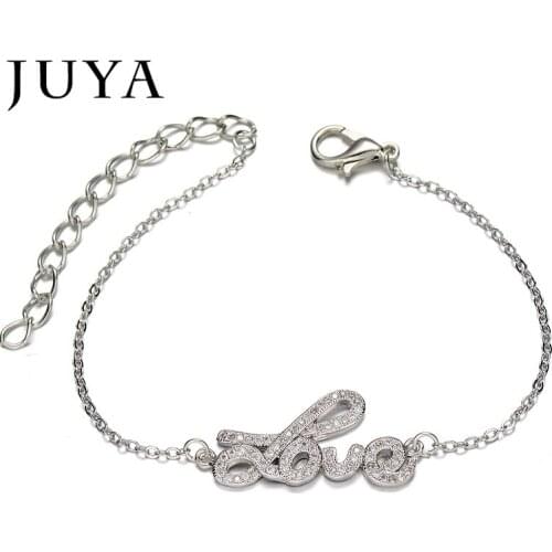 Best Gift For Girlfriend / Lover Adjustable Letter Bracelet femme Micro Pave Zircon LOVE Letter Charm Blacelets & Bangles