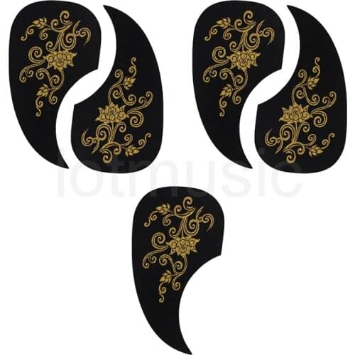 Acoustic Guitar Pickguard Scratch Plate Soft Self Stick Comma Shaped Shell Black Parts Pack of 5