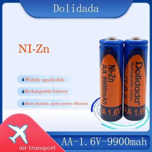 New zi-zn AA rechargeable battery 1.6 V 9900 MAH charge more stable, life is 5 times of 1.5 V series battery, can be recycled