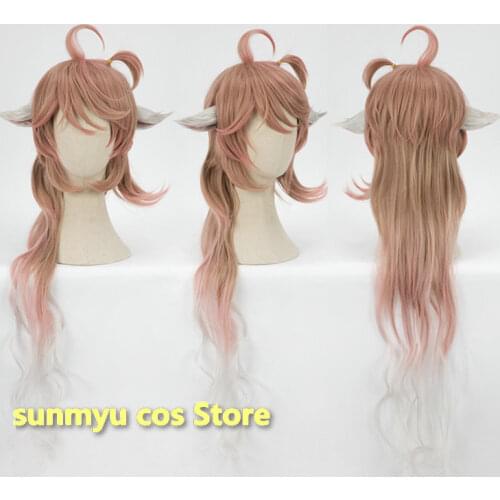 Game Arknights Eyjafjalla Wig with ears Cosplay Halloween Wigs Hair
