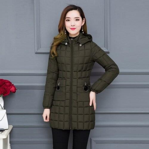2019 Spring New Womens Parkas Section Cotton Thick Long Section Winter Large Size Soat Slim Fit Tide Cotton Coat Mother Dress