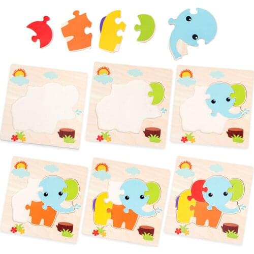 Puzzle Tangram Shapes Learning Cartoon Animal Intelligence Jigsaw Puzzle Toys For the Children Educational Baby ToysJ0520