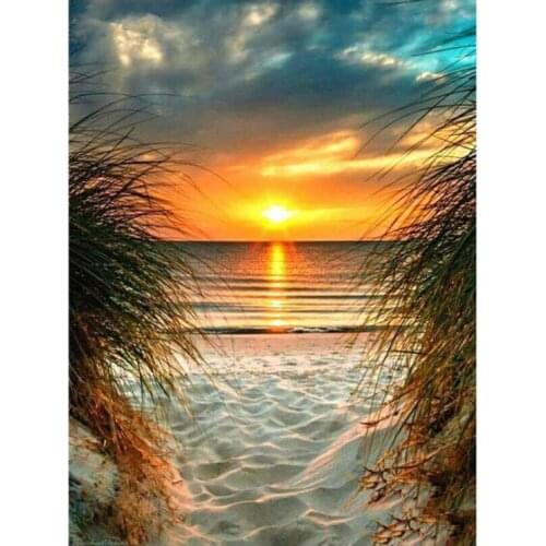 Scenery diamond oil painting sunset set mosaic embroidery cross stitch rhinestone picture puzzle drawing wall decor craft gifts