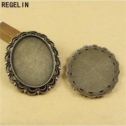 REGELIN Antique Silver Plated Alloy Cameo 30*40mm Oval Cabochon Settings 5pcs/lot Jewelry Findings & Accessories