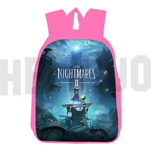 12/16 Inch Kids Little Nightmares 2 Backpacks Pink Knapsack for School Teenagers Girls Cartoon Unisex Travel Bag 3D Anime Plecak