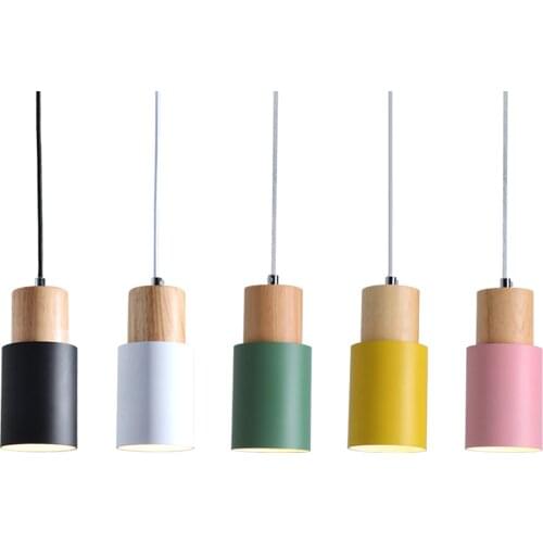 Nordic Bedside Pendant Lamp Metal+Wood Hanging Fixture For Dining Room Bedroom Kitchen Indoor Lighting Home Decor Accessories