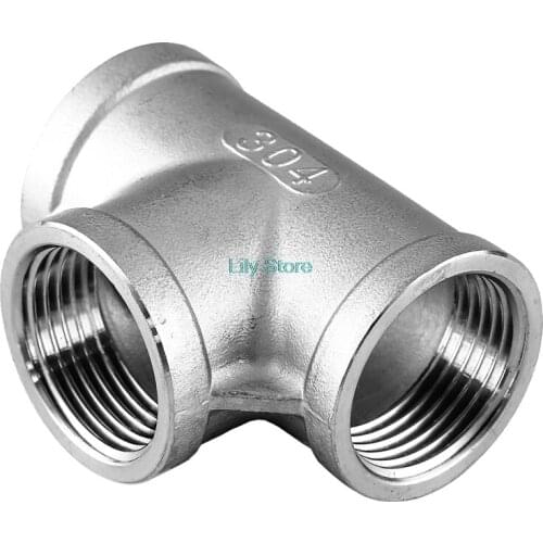 SS304 Stainless Steel Female Threaded 3 Way Tee T Pipe Fitting 1/8" 1/4" 3/8" 1/2" 3/4" 1" 1-1/4" 1-1/2" 2" BSP Threaded