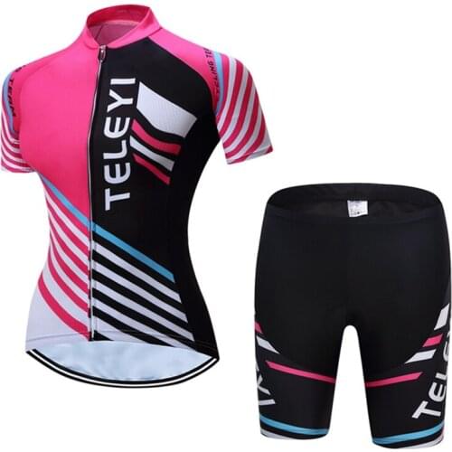Teleyi Women Sports Cycling Jersey Short Sleeve Cycling Clothing Suit Bikes Team MTB Bike Wear Ropa Ciclismo Outdoor Sportwear