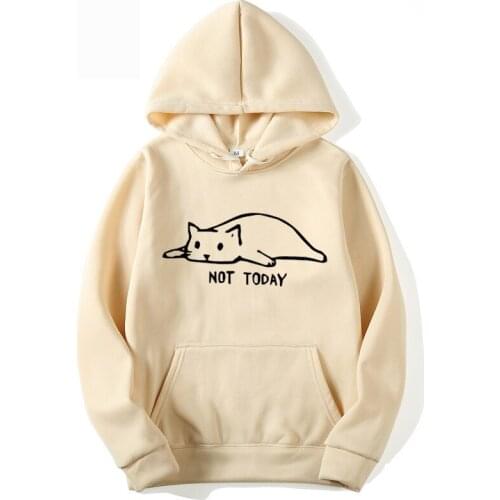 ZOGAA Not Today Funny Graphic Hoodies Women/Men Kawaii Cat Fashion Printed Hoodie Sweatshirts Winter Casual Trendy Streetwear
