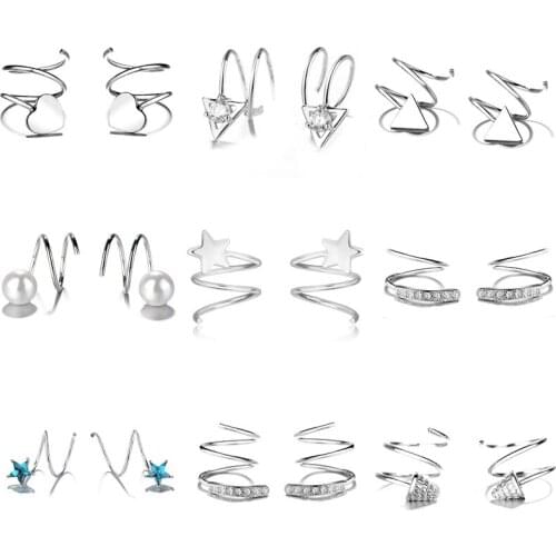 925 Sterling Silver Star Heart Ear Stud Earrings For Women Wedding Gift Female pendientes mujer moda aretes de mujer eh1281