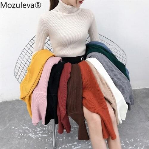 Mozuleva Basic Turtleneck Women Sweaters Autumn Winter Tops Korean Women Pullover 2021 Knitted Sweater Jumper Soft Warm Pull
