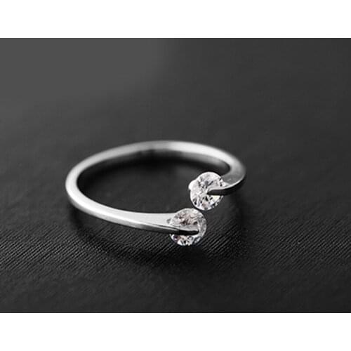 Exaggerated Gothic Two Zircon Crystal Beads Ball Rings For Women Charm Engagement Jewelry Girls Open Finger Knuckle Rings