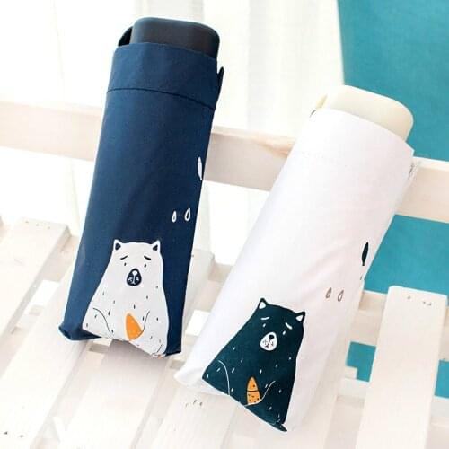 New Bears eat fish Five-Folding Umbrella Light Small Kids Toys Pockets Umbrella Rain Women Cute Little Bear Beach Umbrella