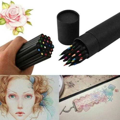 1 Pc Black Wood Colored Pencil Set 24 Colors Uniform Color Drawing Is Not Easy To Break Drawing Art Special Art Drawing Supplies