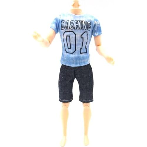 NK 1 Pcs Price Outfit Fashion Sports T-Shirt +Trousers for Ken Doll Clothes Accessories Play House Dressing Up Boy Toys 9X