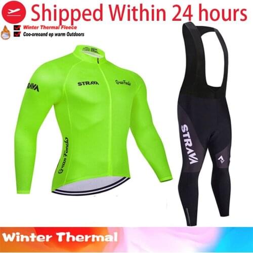 2021 Winter Fleece Pro Cycling Jersey Set Mountian Bicycle Clothes Wear Ropa Ciclismo Racing Bike Clothing Cycling Set STRAVA