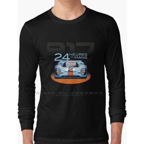 24 Heures Du Mans-917 Long Sleeve T Shirt 100% Pure Cotton Big Size Porsch 917 Sport Car Race Car 24 Hours Le Mans 1970 1971