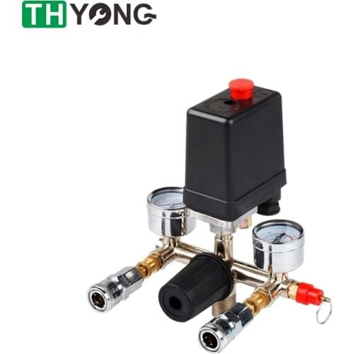 380V Air Compressor Pressure Valve Switch Manifold Relief Regulator Gauges Lighting Accessories Switches Aluminum alloy bracket