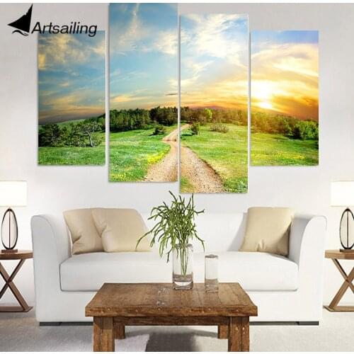 4 Piece Canvas Painting Wilderness Land HD Printed Canvas Art Prints Wall Art Home Decor Poster Pictures for Living Room XA157D