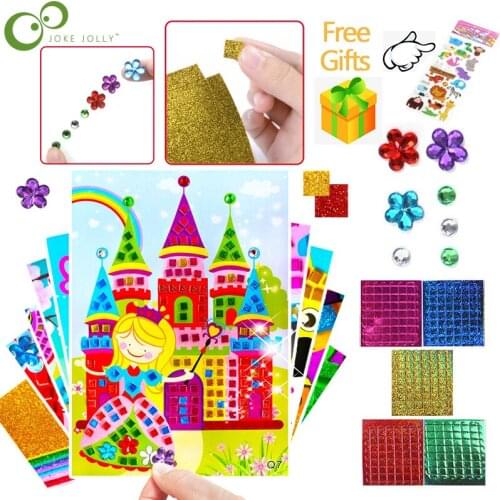 4Pcs/Set 3D Crystal Acrylic Puzzle DIY Foam EVA Stickers Handmade Art Cartoon Creative Educational Toys For Children Gifts YJN
