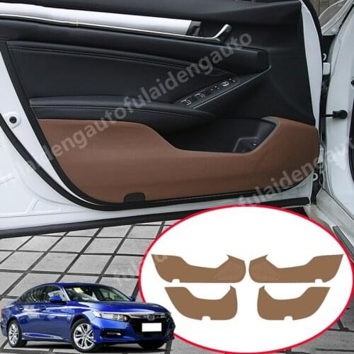 4PCS For Honda Accord 4DR 2018-2019 Leather Side Door Anti Kick Pad Protective cover trim Car Styling Accessories