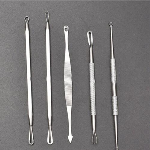 5PCS/set Stainless Steel Silver Acne Pimple Blemish Extractor Blackhead Remover Tool Pore Cleansing Beauty Needle
