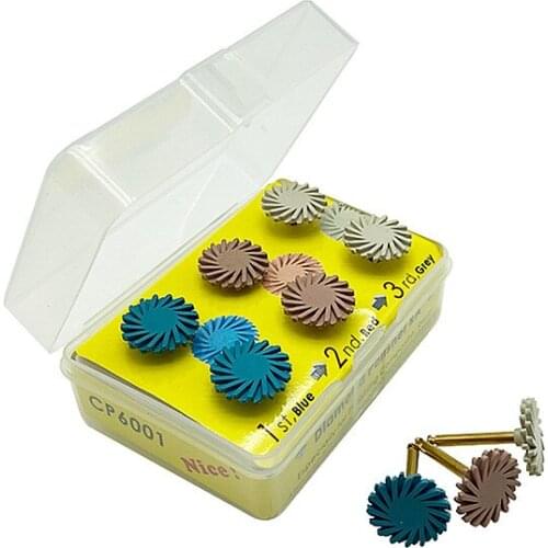 6pcs/set Dental Composite resin Polishing Disc Kit Spiral Flex Brush Burs 3 colors mixed